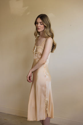 1930s silk lace bow half slip