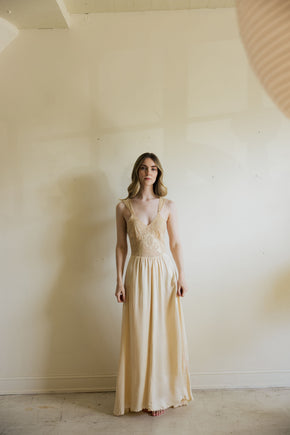 1930s monogrammed silk lace trousseau nightgown