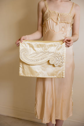 1930s 3 piece yellow lingerie bag set