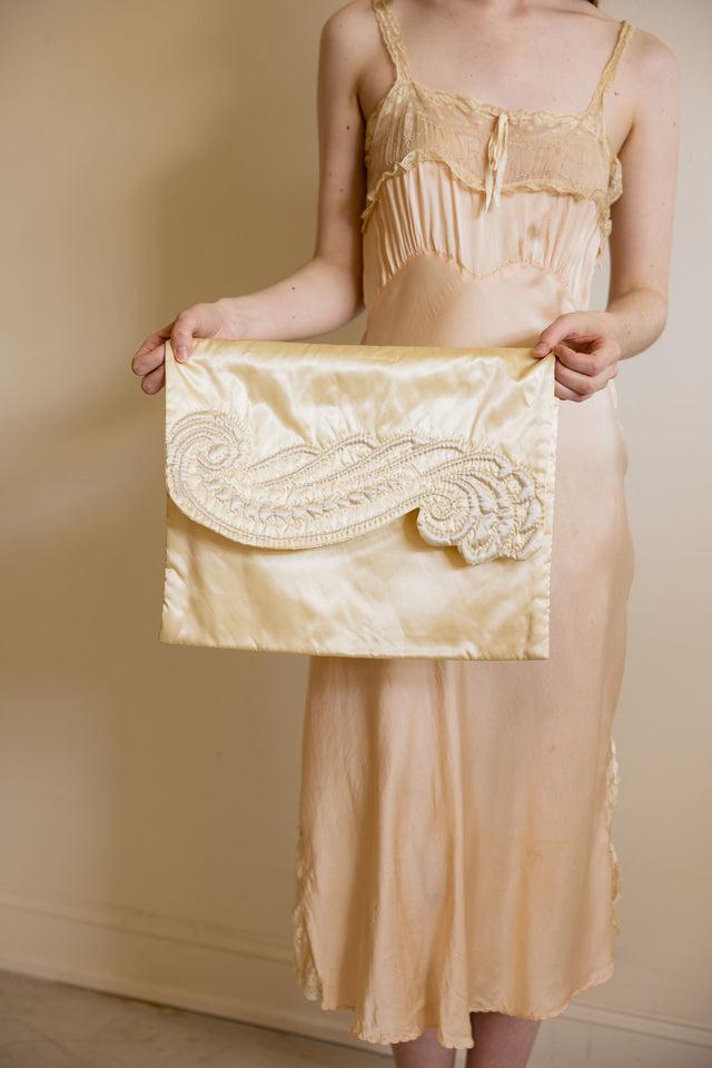 1930s 3 piece yellow lingerie bag set