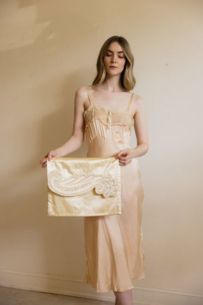 1930s 3 piece yellow lingerie bag set