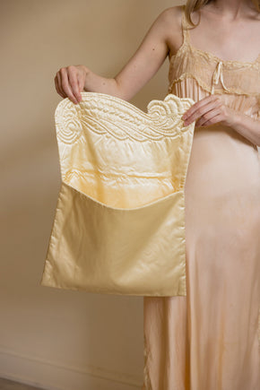 1930s 3 piece yellow lingerie bag set