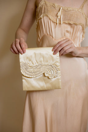 1930s 3 piece yellow lingerie bag set