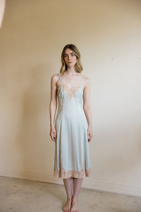 1930s blue silk lace half slip