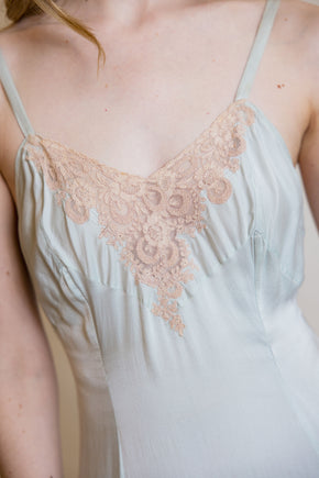 1930s blue silk lace half slip