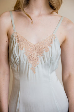 1930s blue silk lace half slip