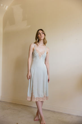 1930s blue silk lace half slip