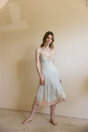 1930s blue silk lace half slip