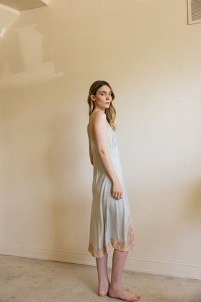 1930s blue silk lace half slip