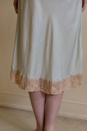 1930s blue silk lace half slip