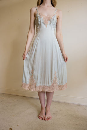 1930s blue silk lace half slip