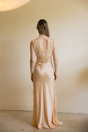 1930s baby pink silk lace bias lingerie gown