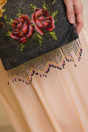 1920s deco glass beaded bag