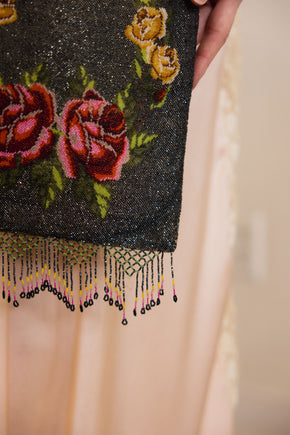 1920s deco glass beaded bag