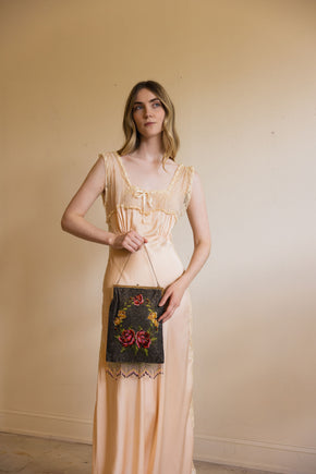 1920s deco glass beaded bag