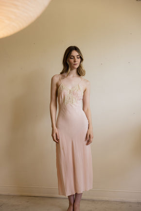 1930s Yolande pink rayon lace half slip