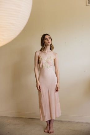 1930s Yolande pink rayon lace half slip