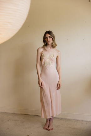 1930s Yolande pink rayon lace half slip