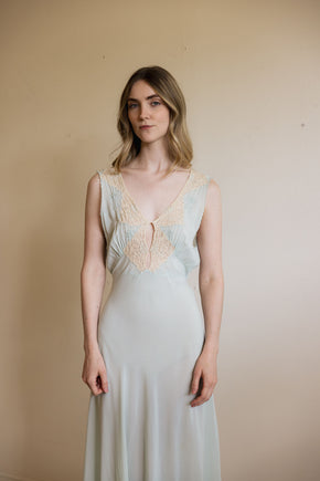 1930s blue chiffon Yolande slip