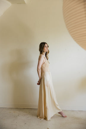 1930s monogrammed silk lace trousseau nightgown
