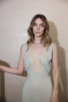 1930s blue chiffon Yolande slip