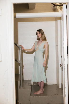 1930s blue chiffon Yolande slip