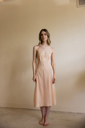 1930s Yolande pure silk lace embroidered half slip