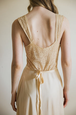 1930s monogrammed silk lace trousseau nightgown