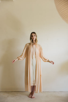 1930s crepe silk chiffon baby pink lingerie robe