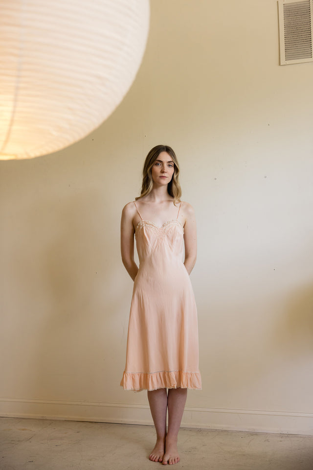 1930s ruffled silk half slip
