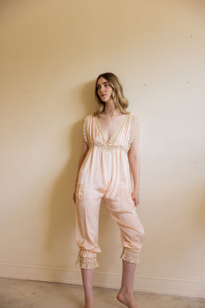 1930s lingerie silk lace jumpsuit
