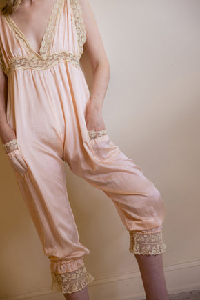 1930s lingerie silk lace jumpsuit