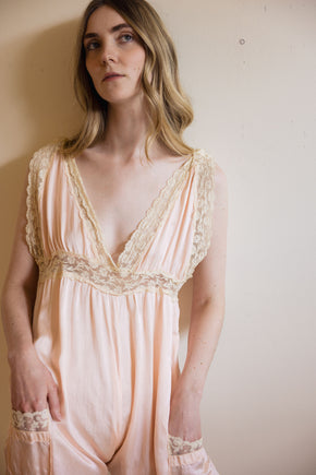 1930s lingerie silk lace jumpsuit