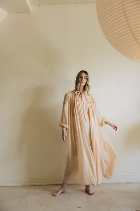 1930s crepe silk chiffon baby pink lingerie robe
