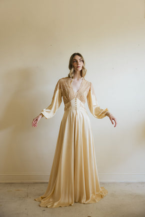 1930s silk lace trousseau robe