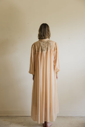 1930s crepe silk chiffon baby pink lingerie robe