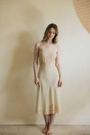 1930s pistachio silk lace slip