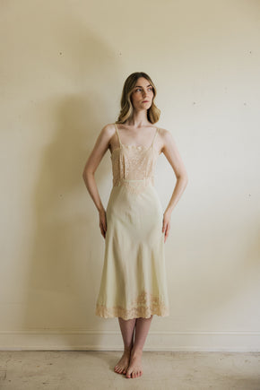 1930s pistachio silk lace slip