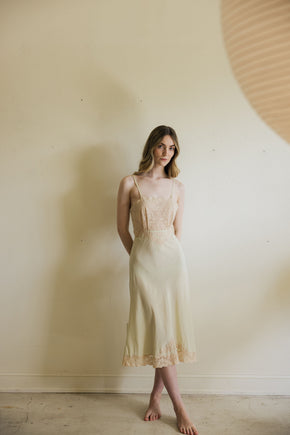 1930s pistachio silk lace slip