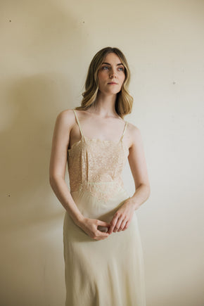 1930s pistachio silk lace slip
