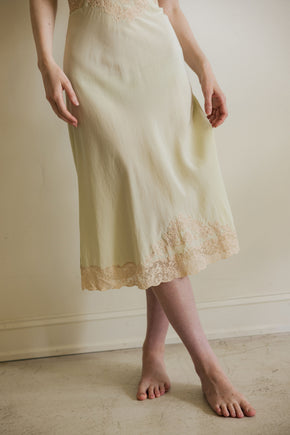 1930s pistachio silk lace slip