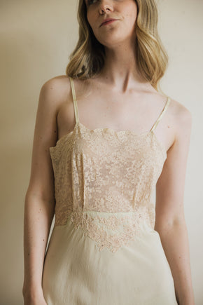 1930s pistachio silk lace slip