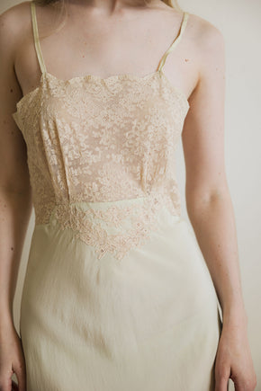 1930s pistachio silk lace slip