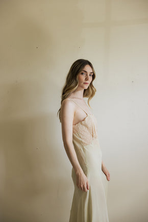 1930s pistachio silk lace slip