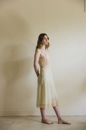 1930s pistachio silk lace slip