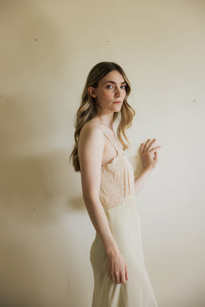 1930s pistachio silk lace slip