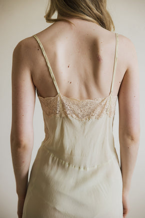 1930s pistachio silk lace slip