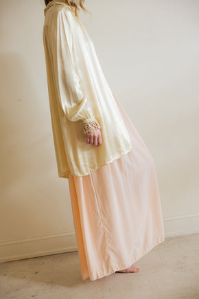 1930s yellow silk satin lingerie coat