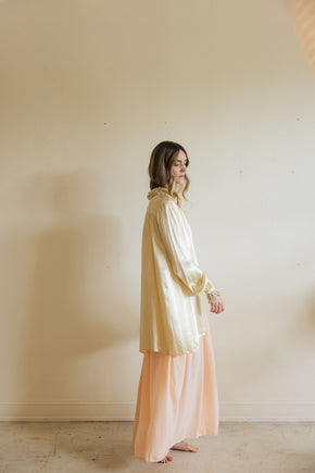 1930s yellow silk satin lingerie coat