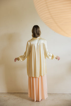 1930s yellow silk satin lingerie coat